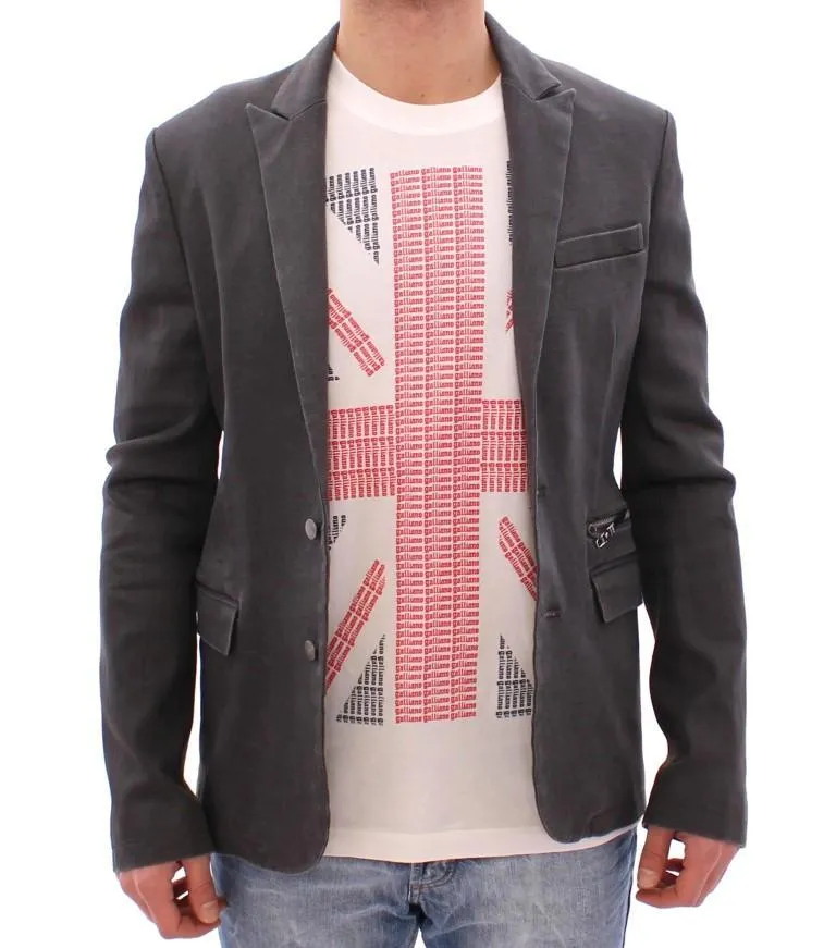 Gray cotton stretch blazer