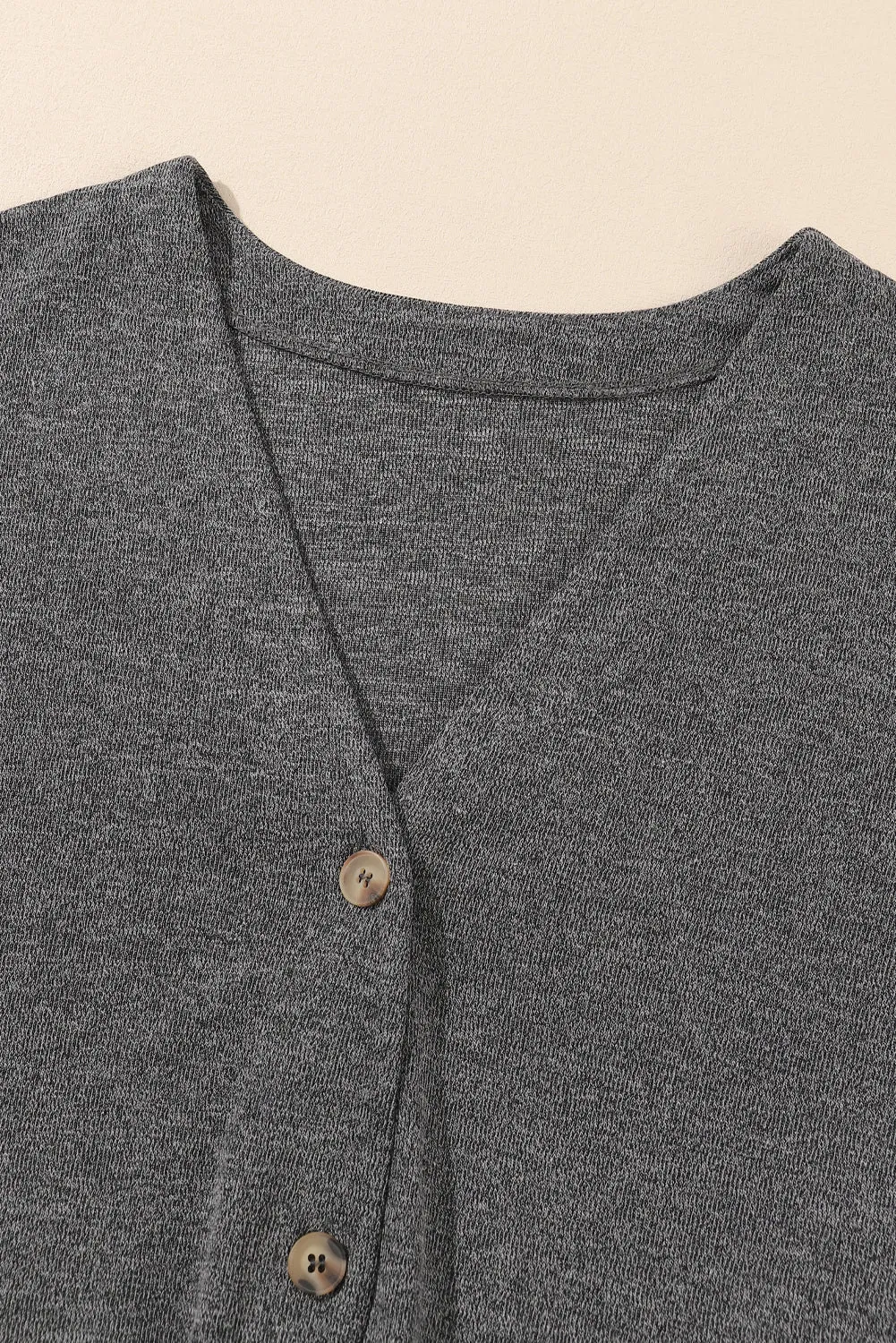 Gray Heather Knit Pocketed Button Front Cardigan