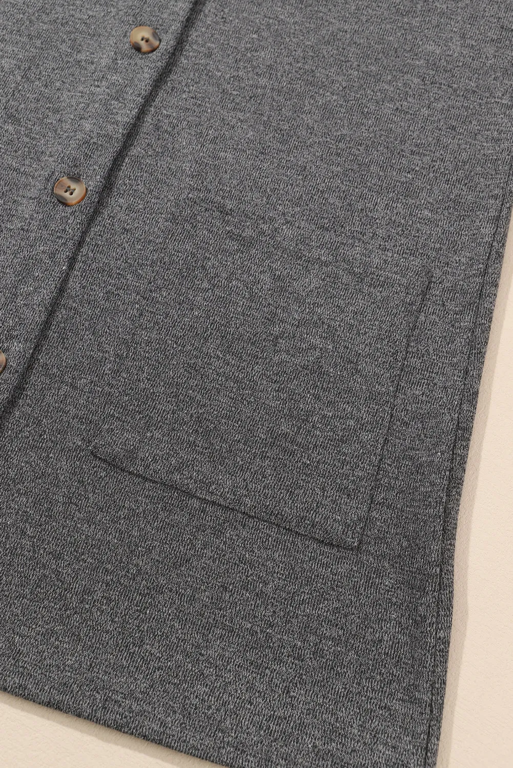 Gray Heather Knit Pocketed Button Front Cardigan