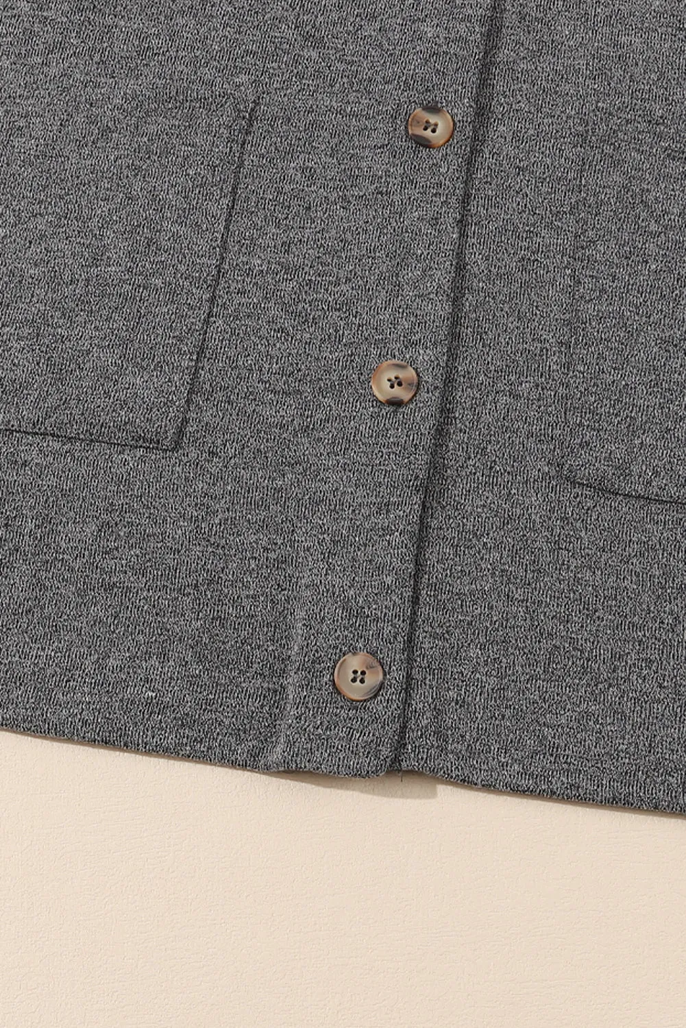Gray Heather Knit Pocketed Button Front Cardigan
