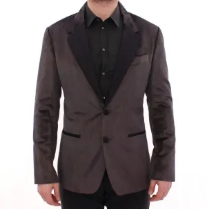 Gray silk slim fit blazer