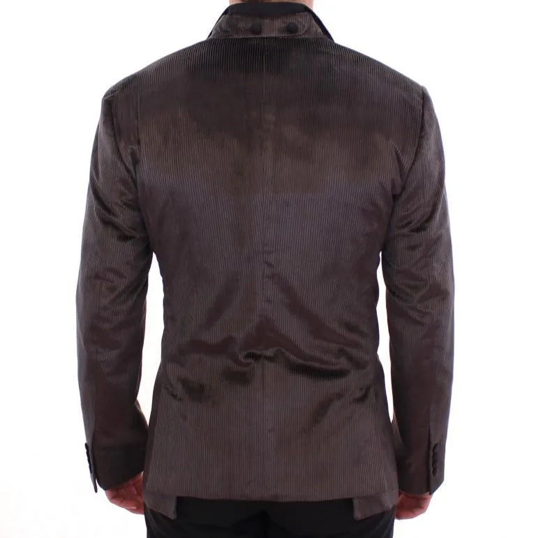 Gray silk slim fit blazer