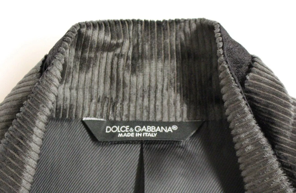 Gray silk slim fit blazer