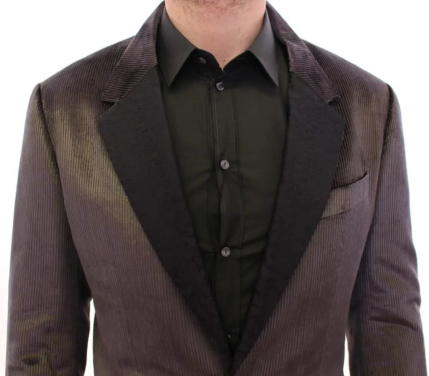 Gray silk slim fit blazer