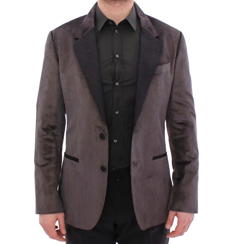 Gray silk slim fit blazer