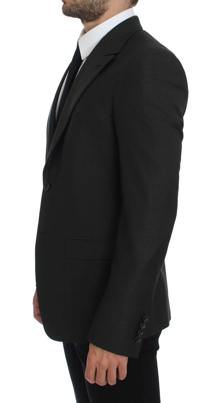 Gray Slim Fit Wool Silk Blazer