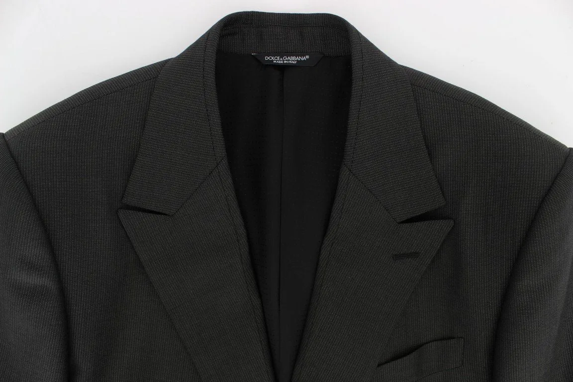 Gray Slim Fit Wool Silk Blazer