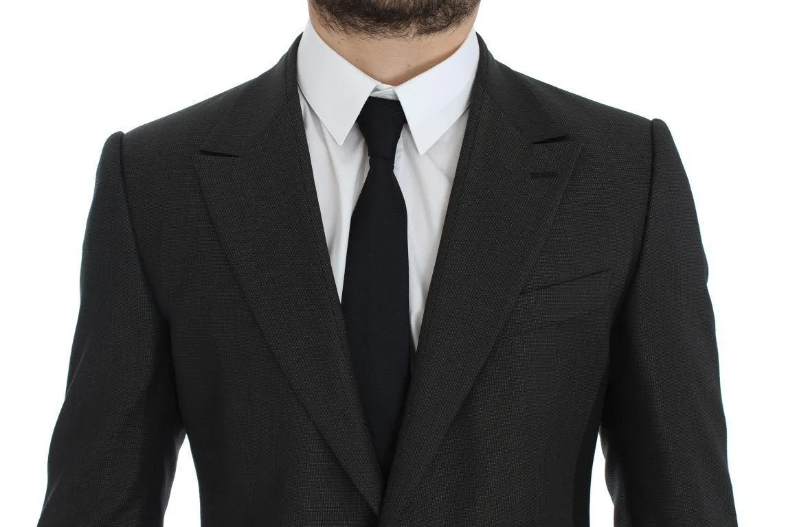Gray Slim Fit Wool Silk Blazer