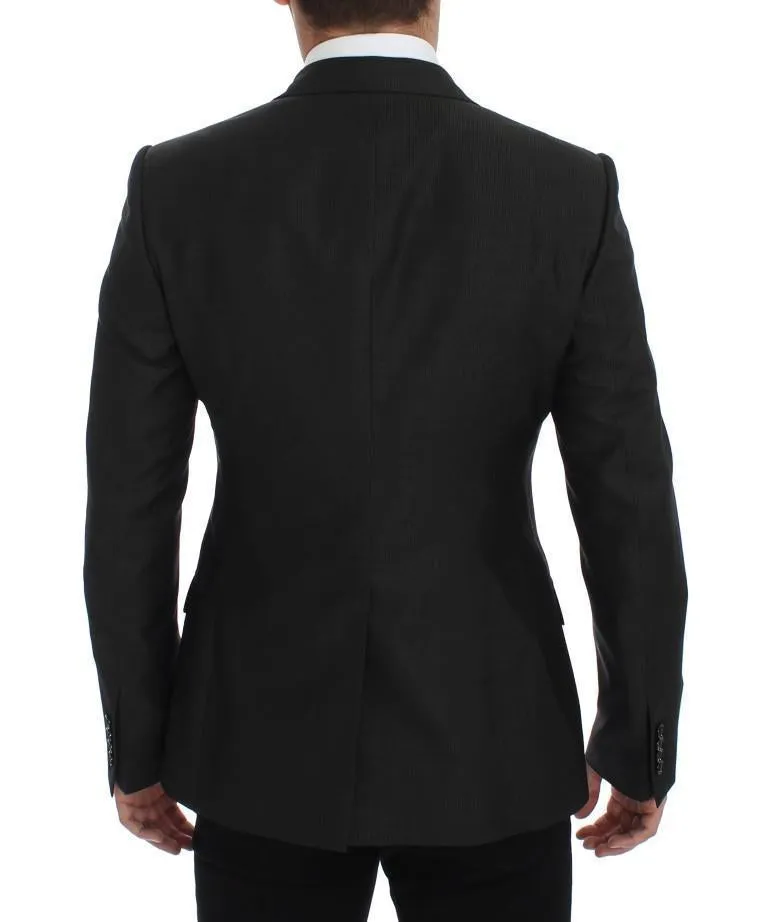 Gray Slim Fit Wool Silk Blazer