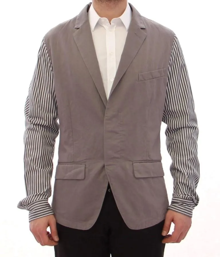 Gray striped cotton blazer