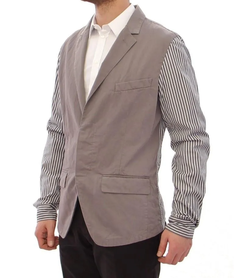 Gray striped cotton blazer
