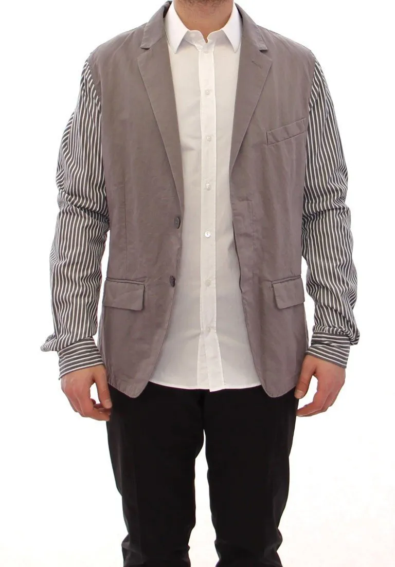 Gray striped cotton blazer