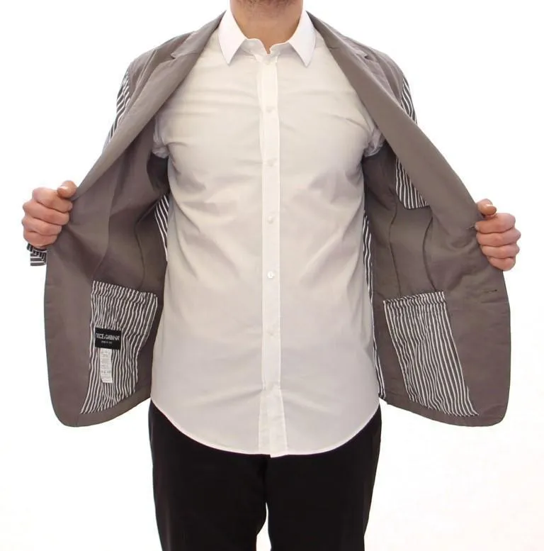 Gray striped cotton blazer