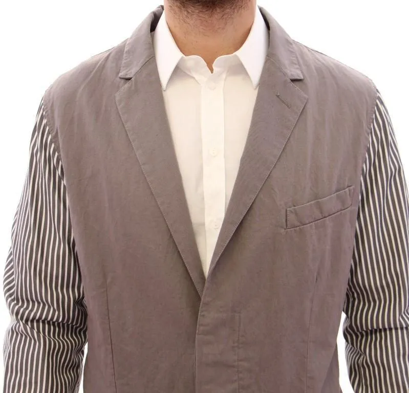 Gray striped cotton blazer