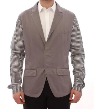 Gray striped cotton blazer