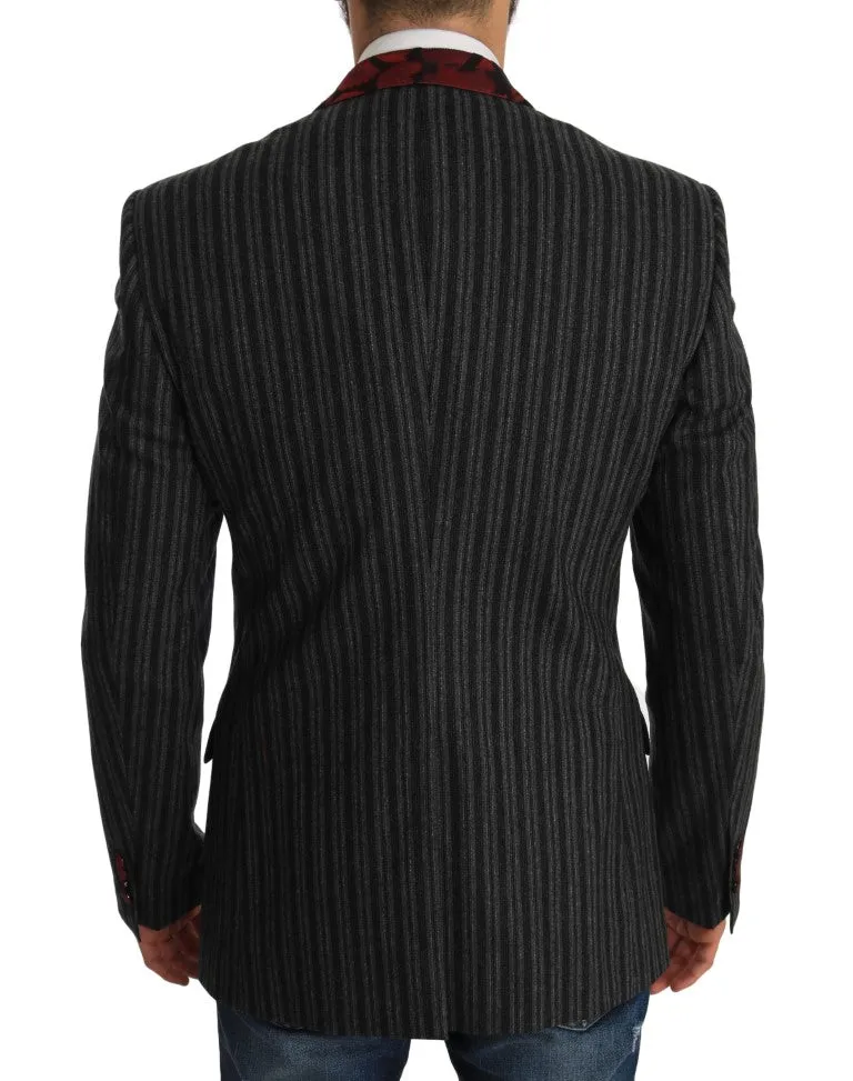 Gray Striped MARTINI Slim Blazer Jacket