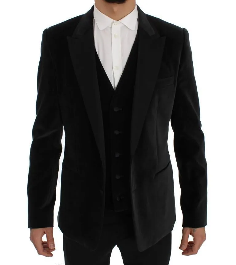 Gray Velvet Slim Fit Blazer Jacket
