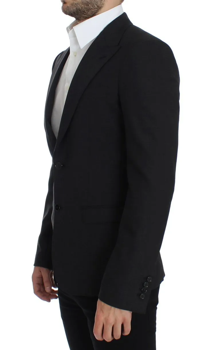 Gray wool slim fit blazer