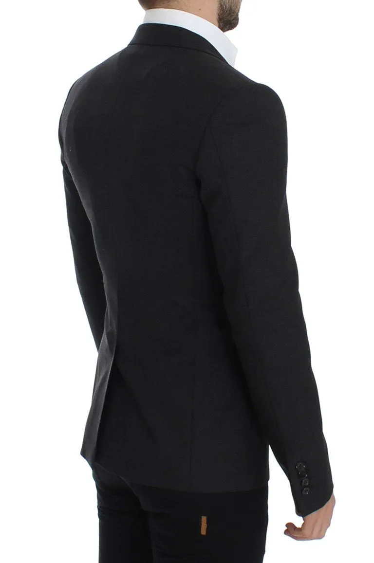 Gray wool slim fit blazer