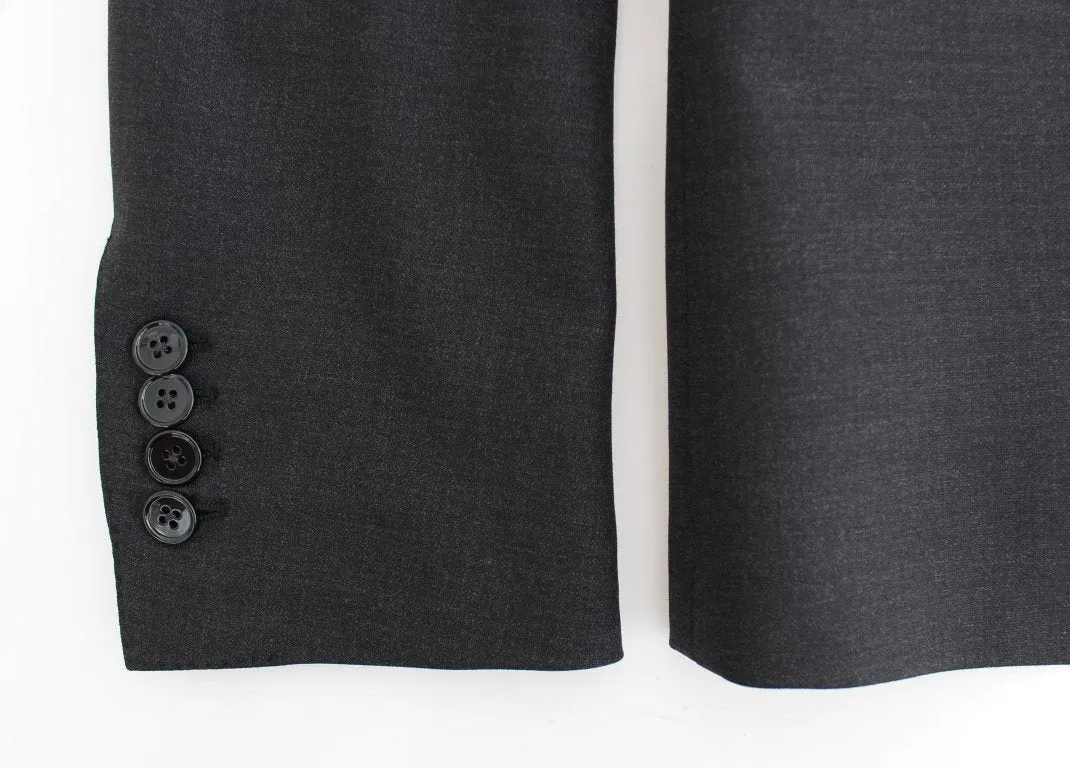 Gray wool slim fit blazer