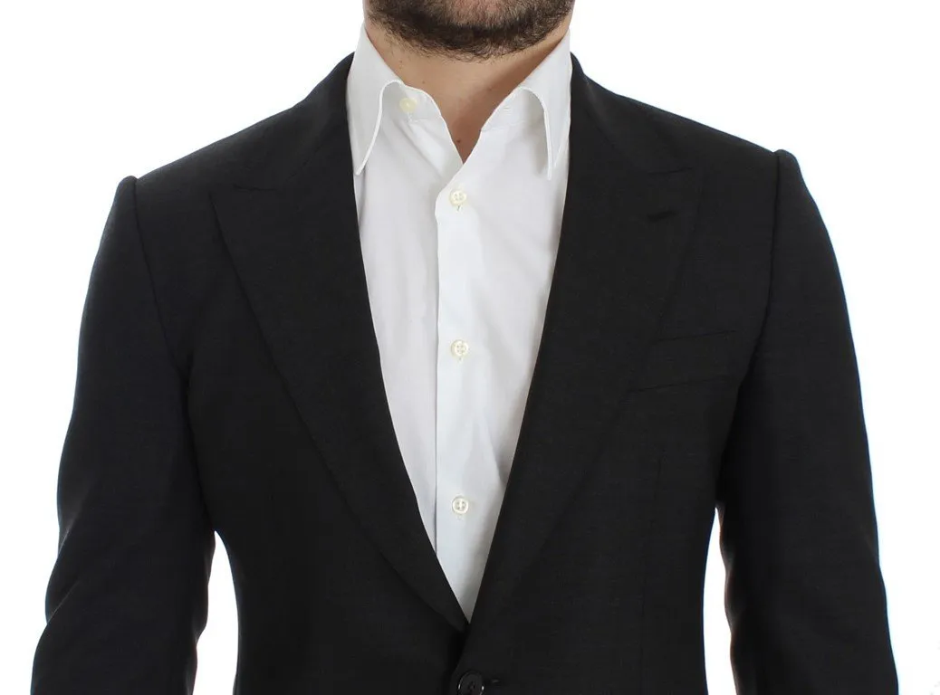 Gray wool slim fit blazer