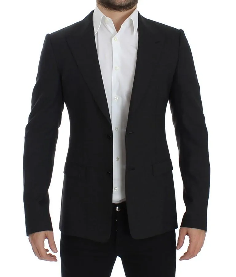 Gray wool slim fit blazer
