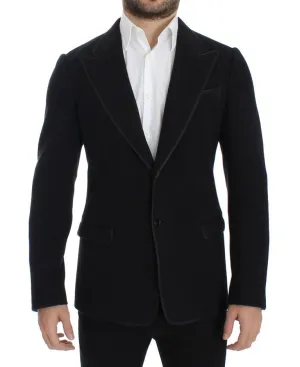 Gray wool two button slim blazer