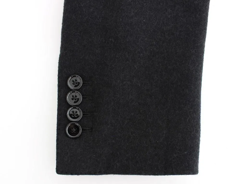 Gray wool two button slim blazer
