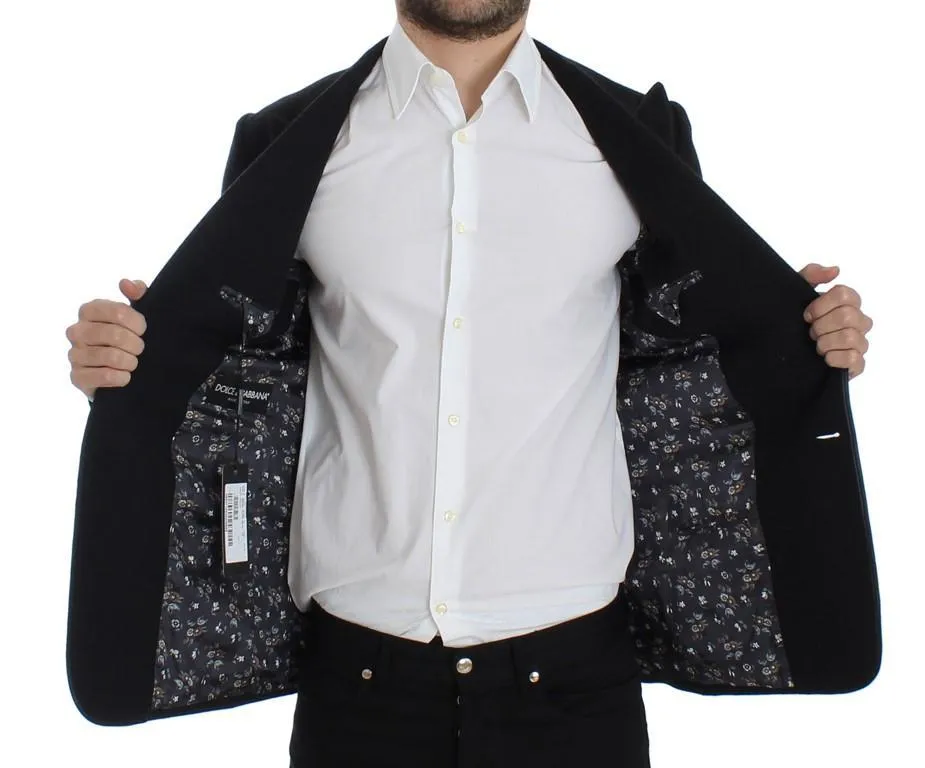 Gray wool two button slim blazer