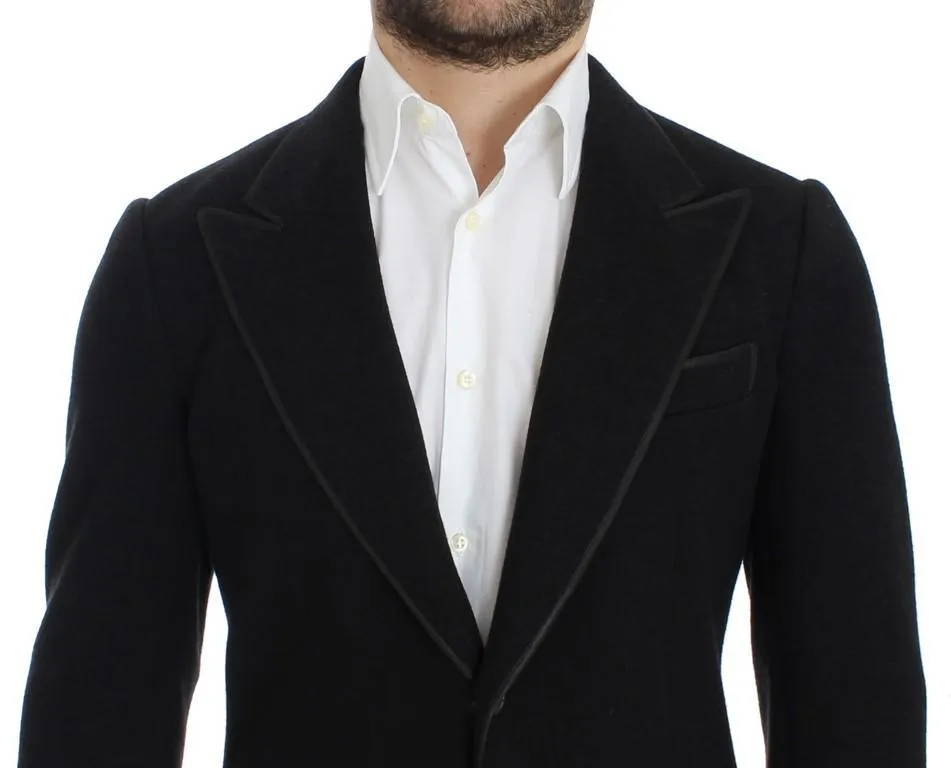 Gray wool two button slim blazer