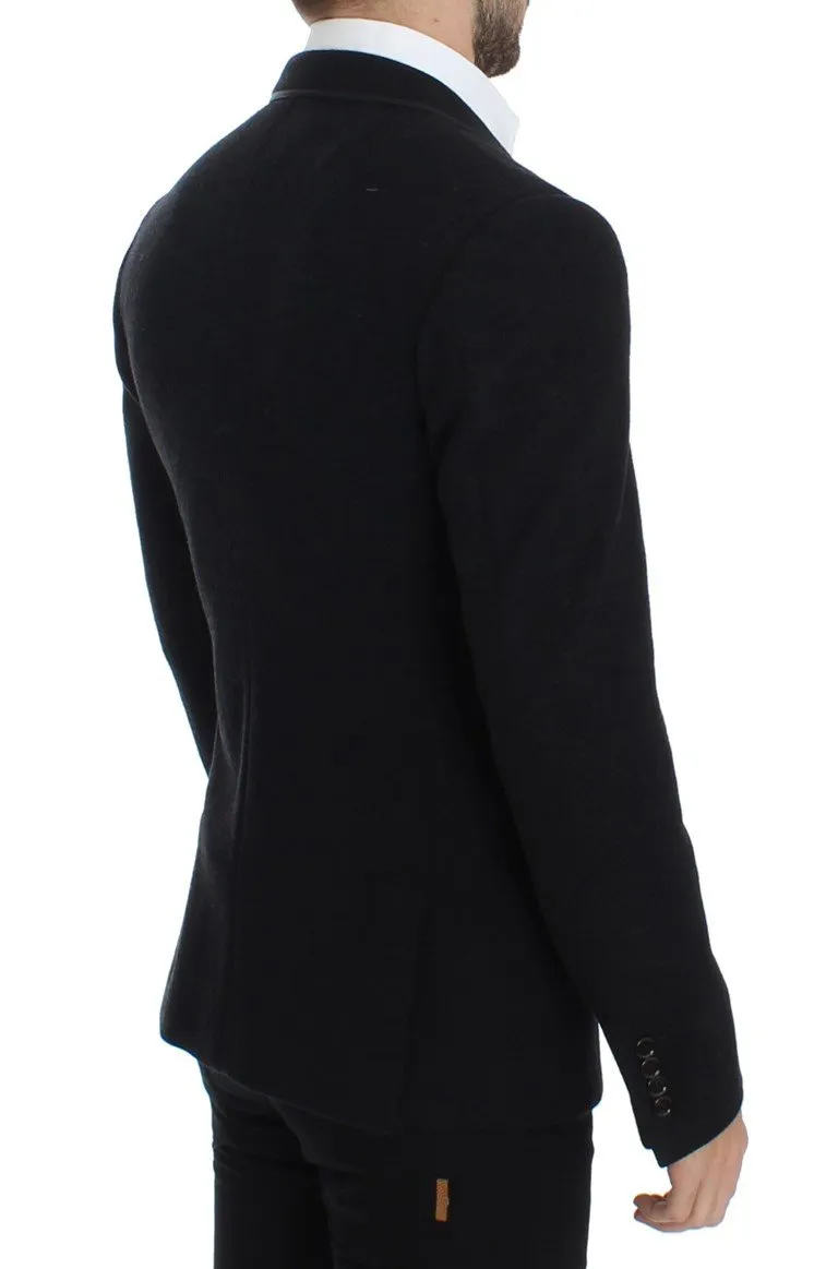 Gray wool two button slim blazer