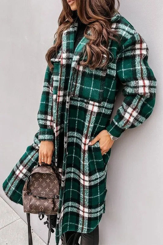 Green long shacket