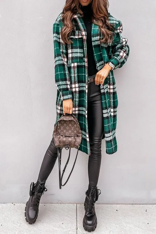 Green long shacket