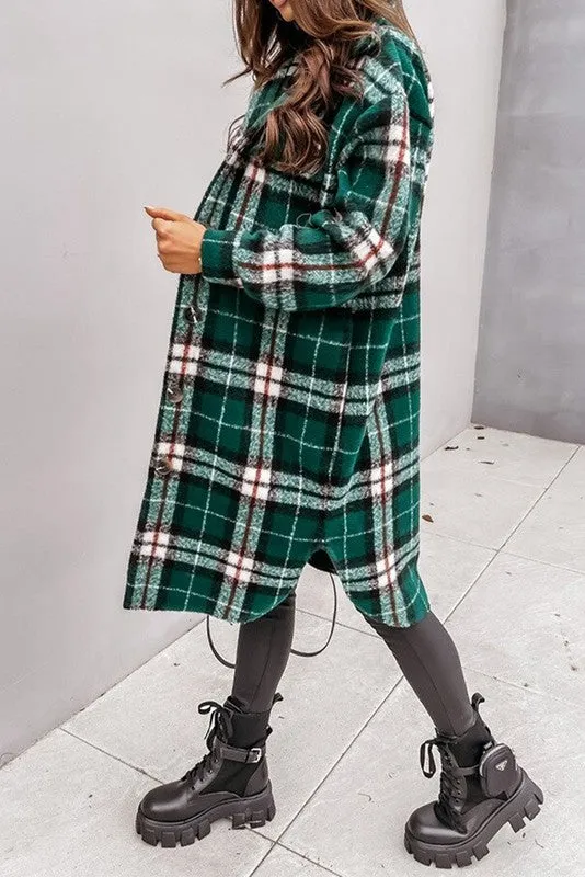 Green long shacket