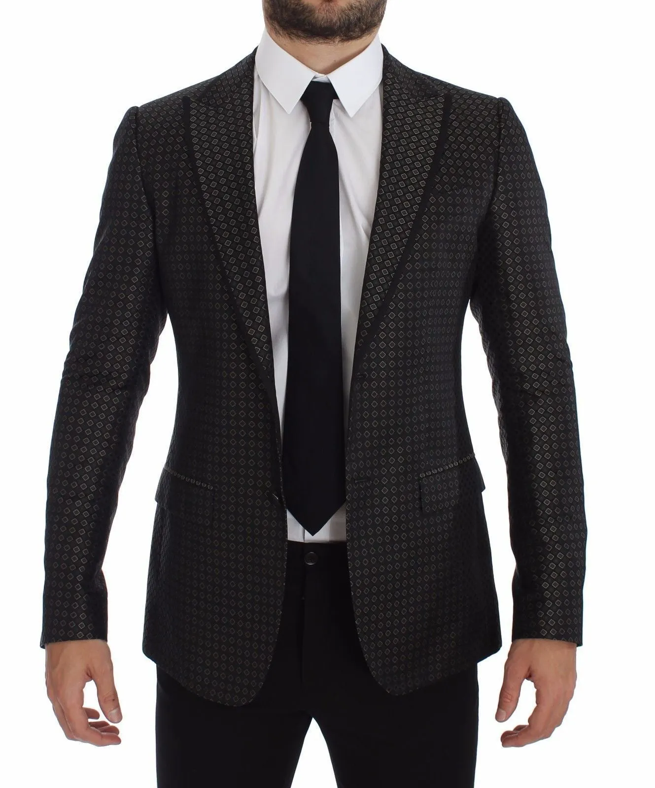 Green Silk Slim Two Button Blazer