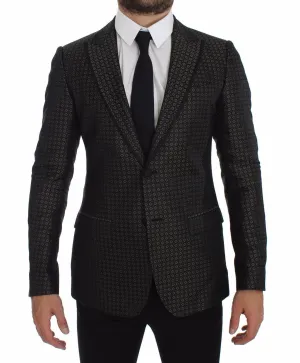 Green Silk Slim Two Button Blazer