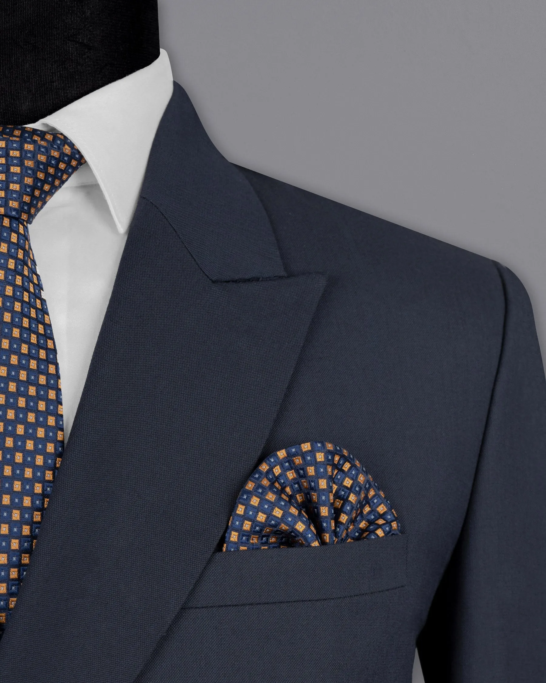 Greyish Blue Double-Breasted Wool Rich Blazer