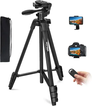 GRIFEMA Phone Tripod, 55” Camera Tripod Stand with Wireless Remote Shutter-Black- new but opened/scruffy box