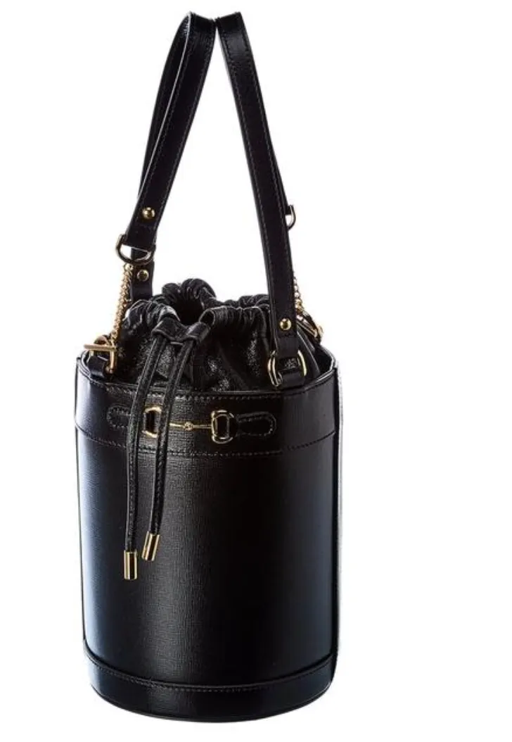 Gucci Horsebit Black Leather Bucket Bag