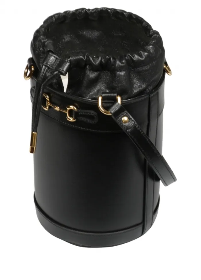 Gucci Horsebit Black Leather Bucket Bag