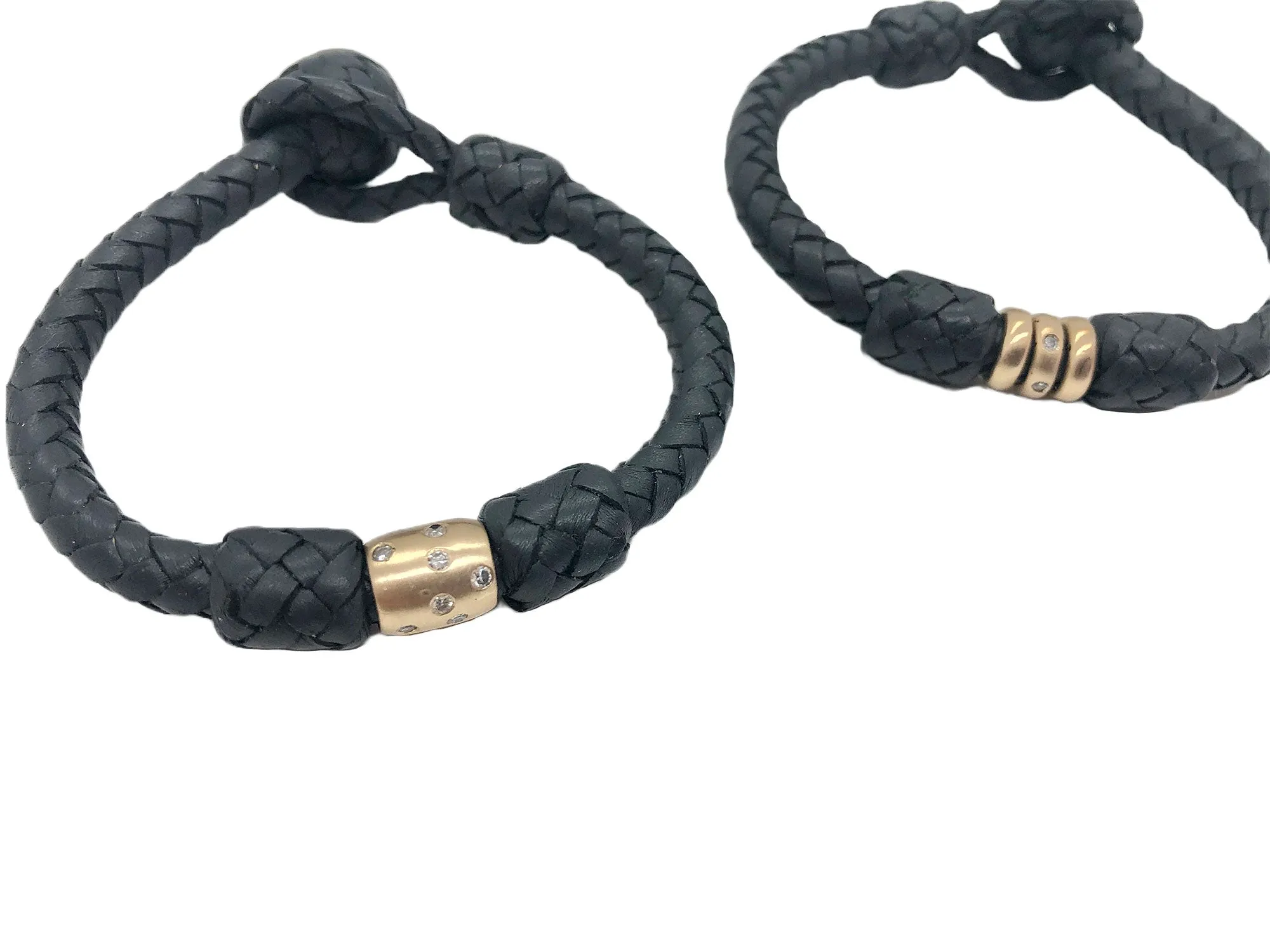 HANA 14k GOLD DIAMOND LEATHER BRACELET