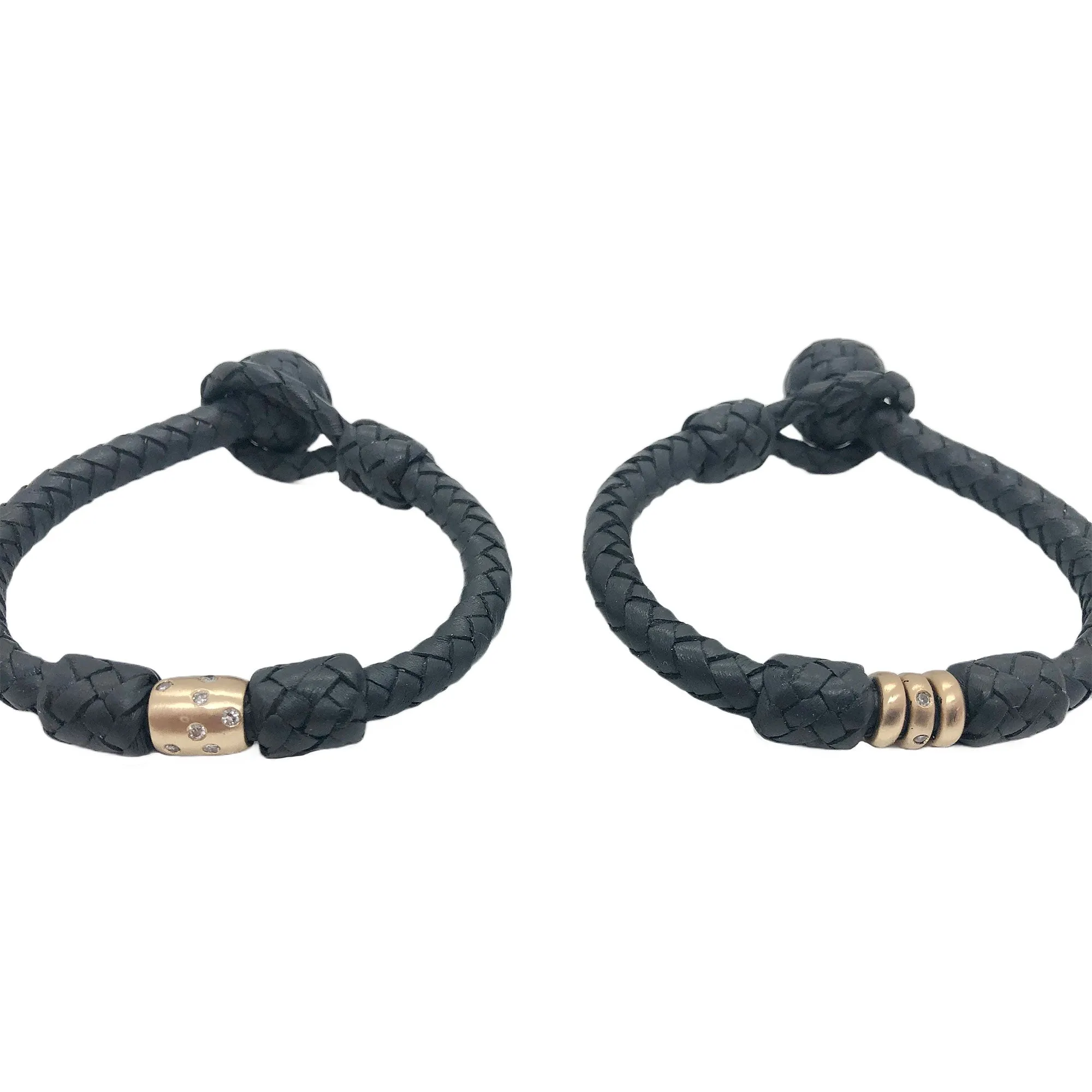 HANA 14k GOLD DIAMOND LEATHER BRACELET