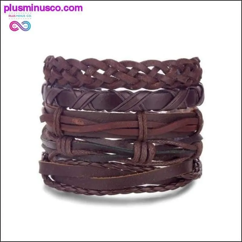 Hand-knitted Multi-layer Leather Feather Leaf Bracelet and