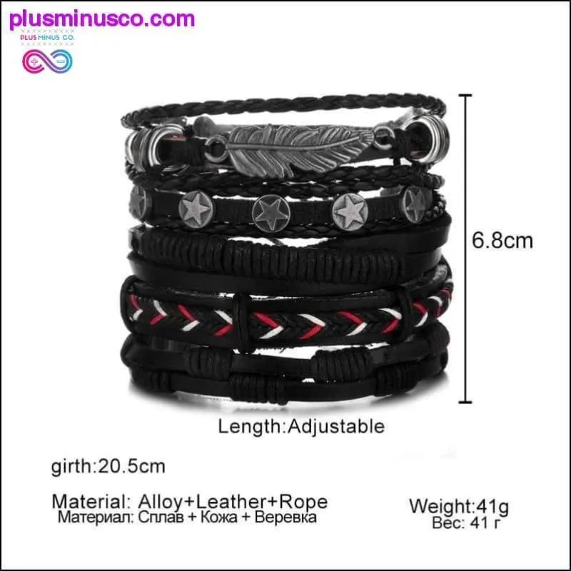 Hand-knitted Multi-layer Leather Feather Leaf Bracelet and
