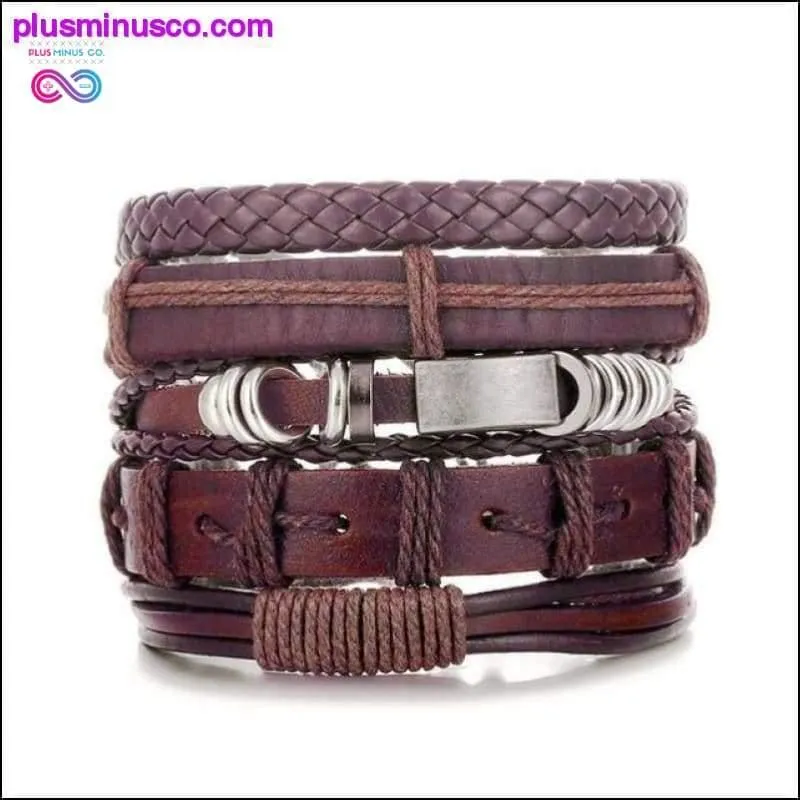 Hand-knitted Multi-layer Leather Feather Leaf Bracelet and
