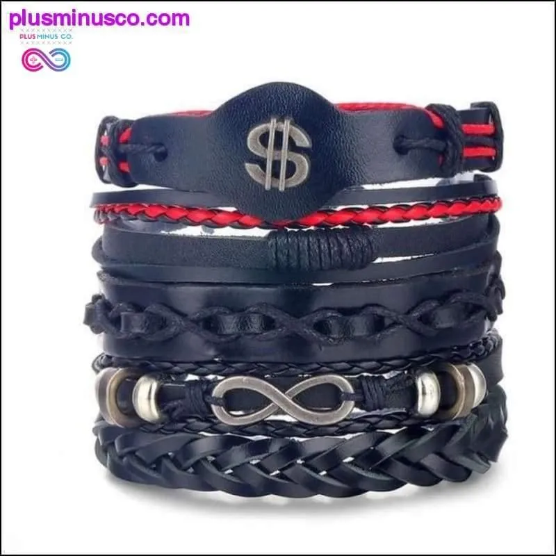 Hand-knitted Multi-layer Leather Feather Leaf Bracelet and