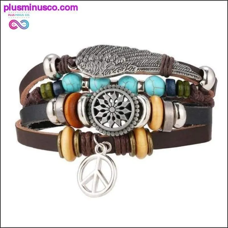 Hand-knitted Multi-layer Leather Feather Leaf Bracelet and