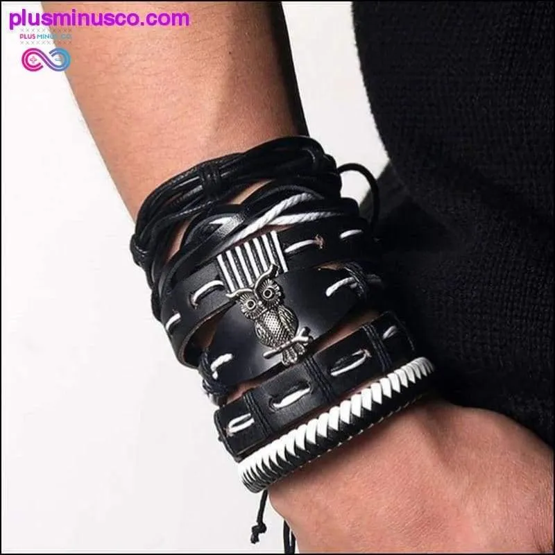 Hand-knitted Multi-layer Leather Feather Leaf Bracelet and