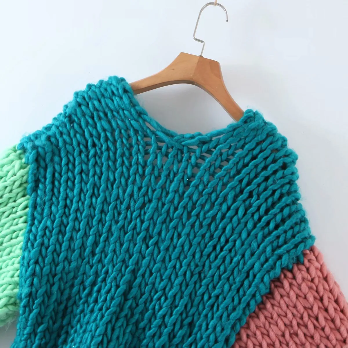 Handicraft Knit Contrast Lantern Sleeve Cardigans