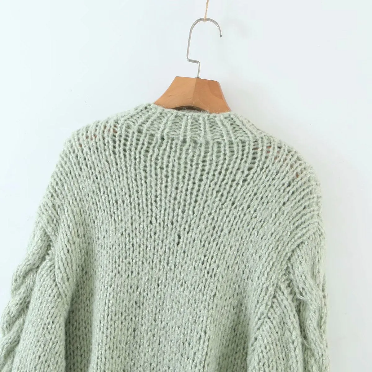 Handicraft Single-breasted Knit Splicing Crop Tops Cardigans